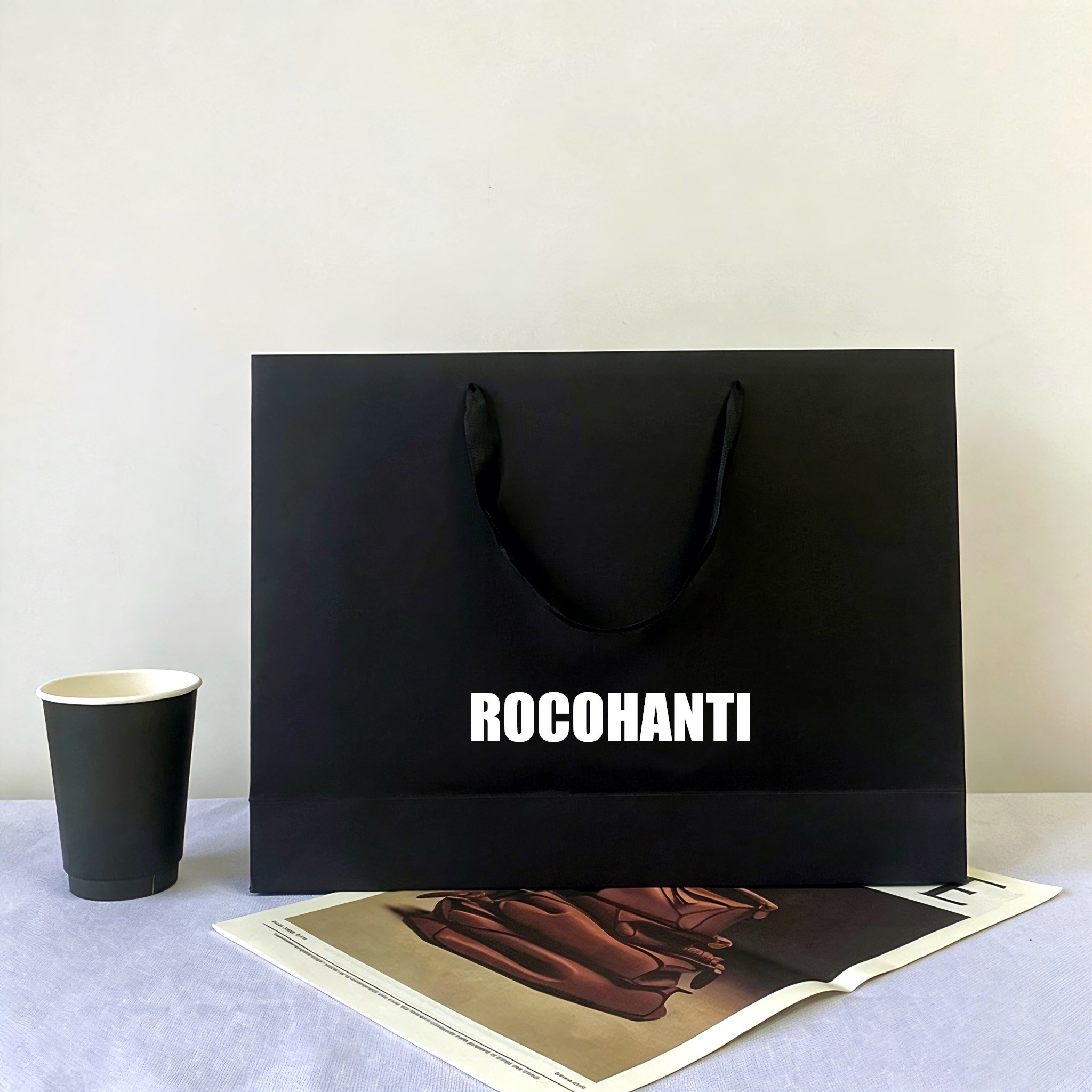 Event Party Shop - 50 Sacchetti di Carta Neri Riciclabili